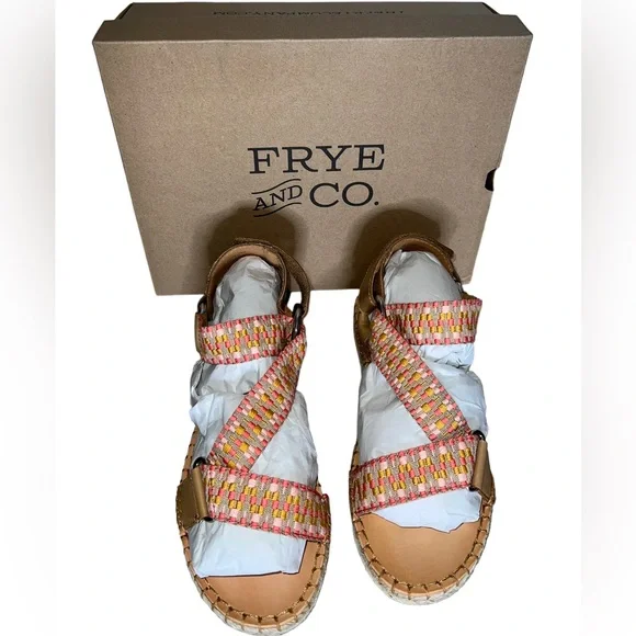 💗 NWB! Frye & Co Colorful Stitch Wrap Sandals - Picture 2 of 12